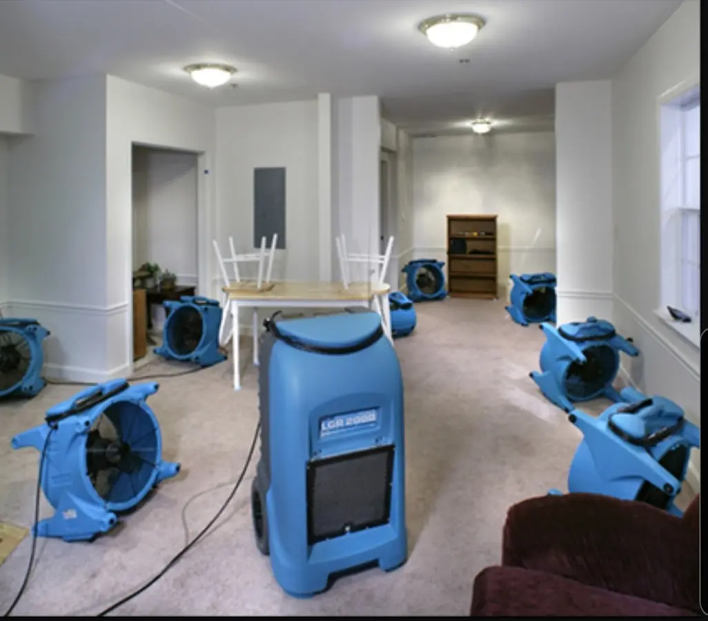 Air movers and dehumidifier setup for Water Extraction & Removal in West Ocean City